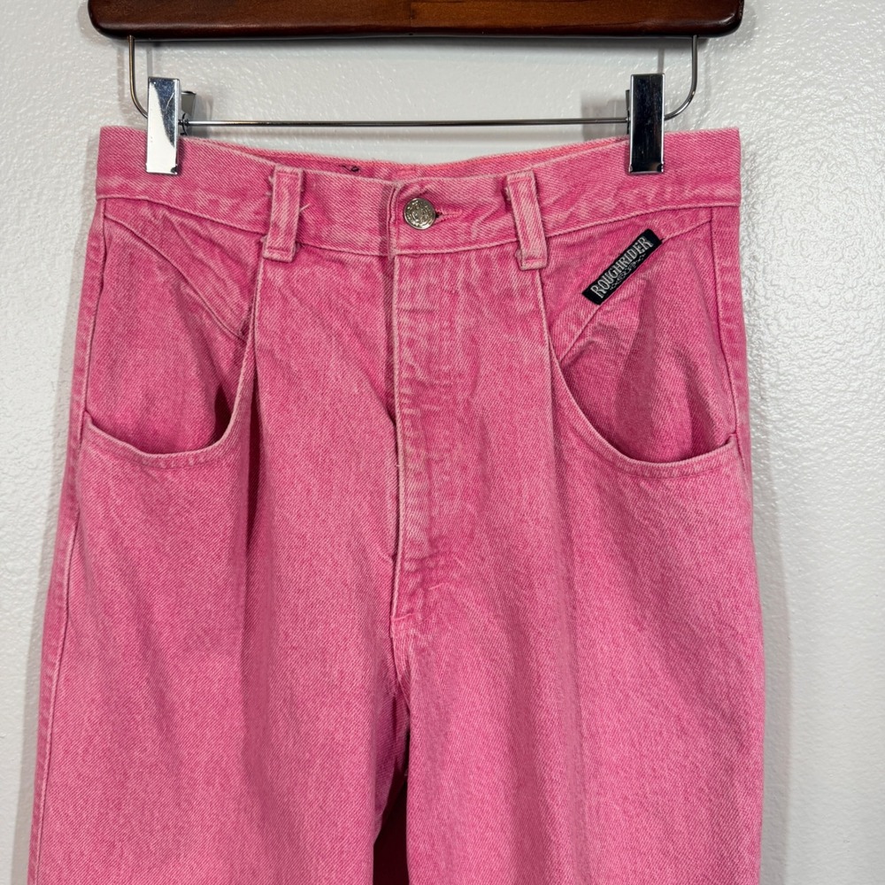 Vtg Roughrider Jeans Women Pink High Rise Western Pleated Denim Pants Rodeo